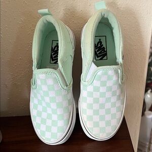Vans Mint Green Checkered Kids Sneakers